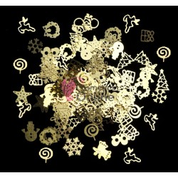 Decoratiuni metalice 3D pentru unghii 100 bucati 027 Fulgi de Zapada Aurii